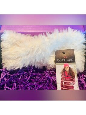 Cuddl Duds White Ivory Knit Rib Fluffy Yarn Headband
